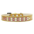 Unconditional Love Two Row Pearl & Pink Crystal Dog CollarGold Ice Cream Size 16 UN955298